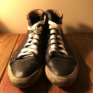 Distressed look black leather sneakers by FRYE